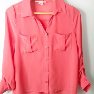 Sans Souci Coral sheer blouse